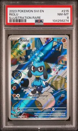 Riolu 215/198 Illustration Rare Holo PSA 8 Pokemon TCG Scarlet & Violet English - Image 1