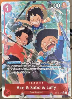 One Piece - Ace & Sabo & Luffy (Alternate Art) OP13-007 Carrying On His Will SR - Image 1