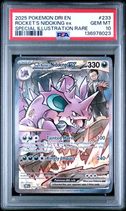 Team Rocket’s Nidoking Ex PSA 10 SIR Destined Rivals 233/182 Pokemon Card DRI EN - Image 1