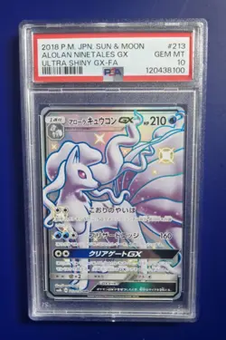 Alolan Ninetales PSA 10 GX 213 Sun & Moon Ultra Shiny Japanese 2018 Fa Pokemon - Image 1