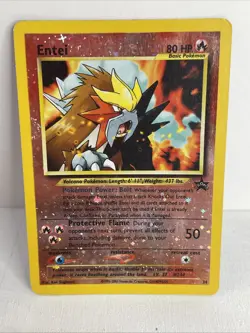 Pokemon 2001 TCG Entei Black Star Promo #34 Reverse Holo Swirl Nintendo WOTC MP - Image 1