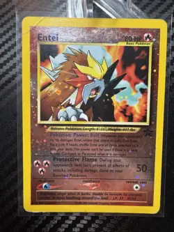2001 Pokemon TCG Entei Black Star Promo #34 Reverse Holo Swirl Nintendo WOTC MP - Image 1