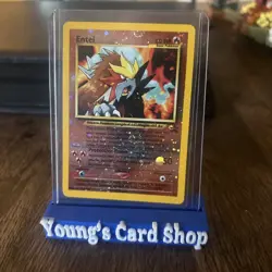 2001 Pokemon TCG Entei Black Star Promo #34 Reverse Holo Swirl NM Nintendo WOTC - Image 1