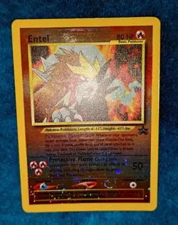2001 Pokemon TCG Entei Black Star Promo #34 Reverse Holo Swirl NM Nintendo WOTC - Image 2