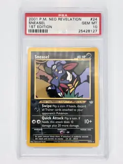 PSA 10 Sneasel 24/64 1st Edition Neo Revelation Regular WOTC - Image 1