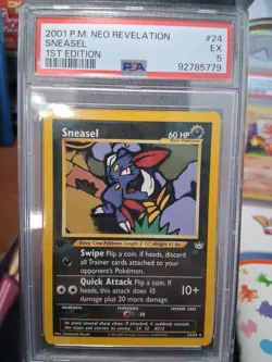 Sneasel 24/64 Neo Revelation 1ST EDITION Rare Pokemon Card - PSA 5 - Image 1