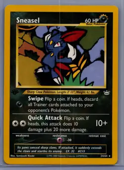 Pokemon Card - Sneasel Neo Revelation 1st Edition 24/64 Rare WOTC TCG LP - Image 1