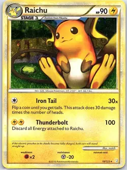 Raichu 10/123 Holo HeartGold SoulSilver - Pokemon Card - NM - Image 1