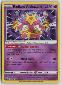 Pokemon Radiant Alakazam 059/195 SWSH12: Silver Tempest Radiant Rare card NM - Image 1