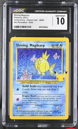 Pokemon 2021 Shining Magikarp Holo Celebrations 66/64 CGC 10 Gem Mint - Image 1