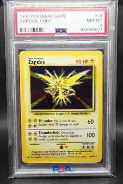 1999 Pokemon Base Set Zapdos Holo #16/102 PSA 8 NM-MT WOTC INVEST - Image 1