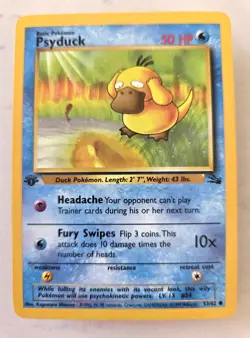 TRENDING UP Pokemon TCG Psyduck #53/62 1st Edition Fossil Set Non Holo. - Image 1