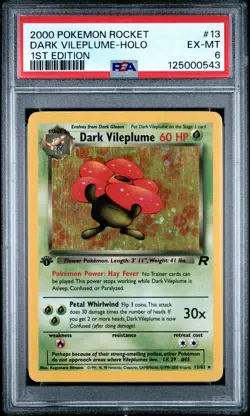 2000 POKEMON ROCKET 1ST ED #13 DARK VILEPLUME-HOLO PSA 6 - Image 1