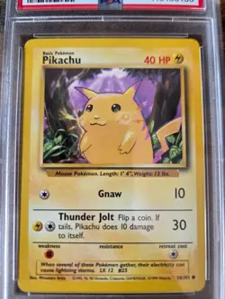 1999 Pokemon Base Set Unlimited Pikachu Yellow Cheeks PSA 8 NM-Mint 58/102 - Image 2