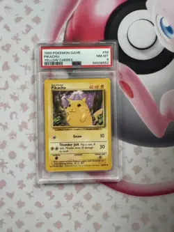 1999 Pokemon Game Pikachu Yellow Cheeks #58 058/102 Base Set Unlimited PSA 8 - Image 1