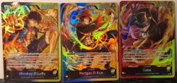 Set of 3 ONE PIECE TCG ST13-001, ST13-002 & ST13-003 Halo Foil Cards - NM - Image 1
