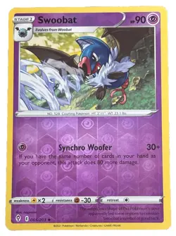 New: 2021 Pokemon TCG Swoobat Evolving Skies 069 Reverse Holo Uncommon - Image 1