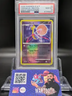 Pokemon Cresselia Great Encounters Reverse Holo Rare #2 PSA 10 Gem Mint - Image 1