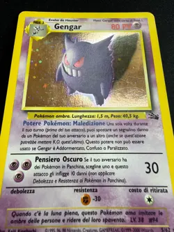 Pokemon Gengar 5/62 Fossil Rara Holo Unlimited Wizards ITA Carte Vintage - Image 4