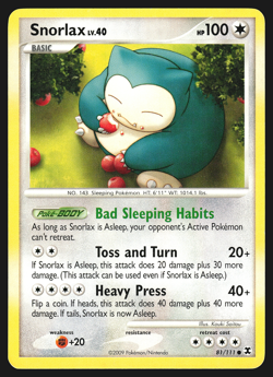 Snorlax 81/111 Platinum Rising Rivals Pokemon Card MP - Image 1