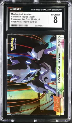 CGC 8 Pokemon Topps Mewtwo Strikes Back Mechanical Mewtwo #6 RAINBOW FOIL NM psa - Image 2