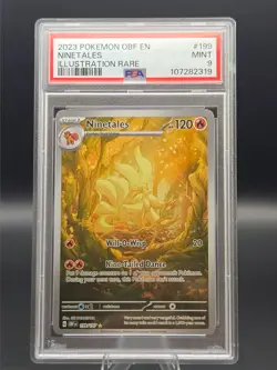 2023 Pokemon Obsidian Flames Ninetales Illustration Rare Card 199/197 PSA 9 Mint - Image 1