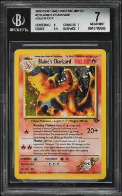 2000 POKEMON GYM CHALLENGE BLAINE'S CHARIZARD HOLO #2/132 Beckett BGS 7 - Image 1