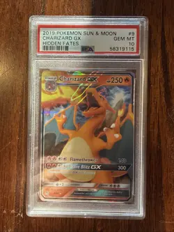 2019 Pokemon Sun & Moon Charizard GX Hidden Fates #9 PSA 10 Graded Card - Image 1