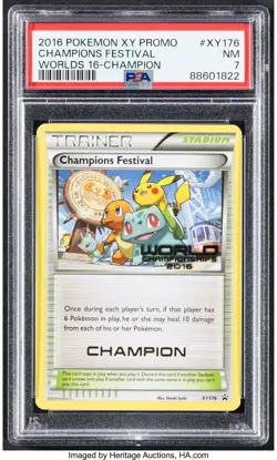 Pokemon Champions Festival XY176 Champion Card PSA 7 Worlds 2016 - Image 1