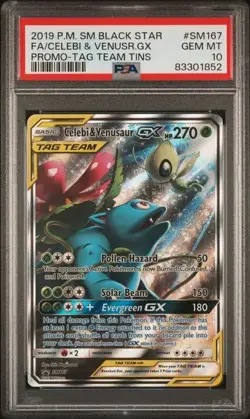 PSA 10 - CELEBI & VENUSAUR GX FA SM167 - 2019 POKEMON SM BLACK STAR PROMO - Image 1