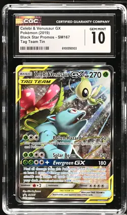 CELEBI & VENUSAUR GX Sun & Moon Tag Team Promo #SM167 CGC 10 Pokemon - Image 1