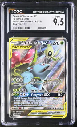 Pokemon- Celebi & Venusaur GX Black Star Promo SM167 Tag Team CGC Mint+ 9.5 - Image 1