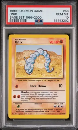 1999 POKEMON GAME 56 ONIX PSA 10 GEM MINT BASE SET 1999-2000 - Image 1