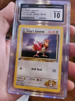 2000 Pokemon Gym Heroes 1st Edition Lt. Surge's Spearow 52/132 PSA 10 Gem Mint - Image 2