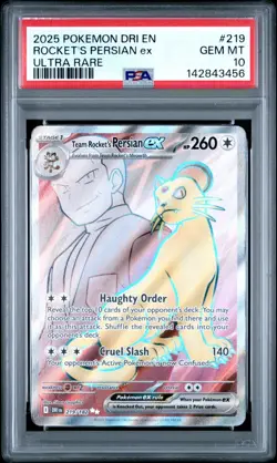 PSA 10 TEAM ROCKET'S PERSIAN EX 219/182 ULTRA RARE DESTINED RIVALS POKEMON 😍 - Image 1