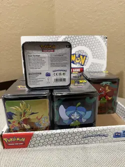 POKEMON 2025 STACKING TIN LOT X6 W/ DISPLAY 18 BOOSTER PACKS NEW FACTORY SEALED! - Image 3