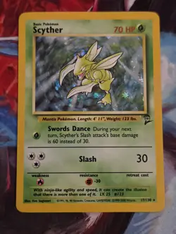 Pokemon Base Set 2 - Scyther Holo Rare TCG Card 17/130 WOTC - Image 1