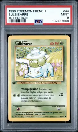 1999 Pokemon FRENCH 1st Edition Base Set Bulbizarre-Bulbasaur 44/102 PSA 9 MINT - Image 1