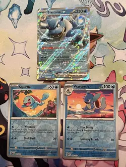 SQUIRTLE WARTORTLE BLASTOISE SET Pokemon 151 Holo Complete Evolution Pokemon TCG - Image 1