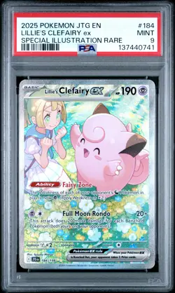 2025 POKEMON JTG EN-JOURNEY TOGETHER #184 LILLIE'S CLEFAIRY EX PSA 9 - Image 1