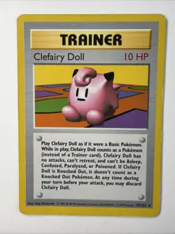 Clefairy Doll Trainer 70/102 MP Base Set Rare Unlimited TCG Non Holo - Image 1