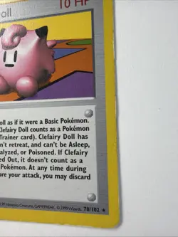 Clefairy Doll Trainer 70/102 MP Base Set Rare Unlimited TCG Non Holo - Image 5