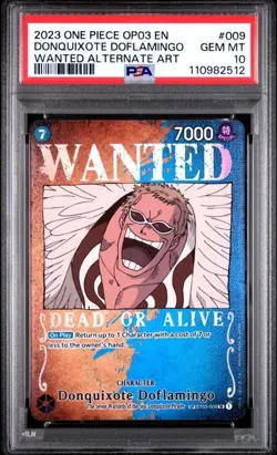 DONQUIXOTE DOFLAMINGO ST03-009 PSA 10 WANTED ALTERNATE ART ONE PIECE English - Image 1