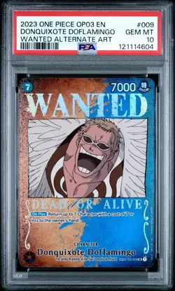 DONQUIXOTE DOFLAMINGO ST03-009 PSA 10 WANTED ALTERNATE ART ONE PIECE English - Image 1