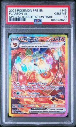 FLAREON EX 146/131 PSA 10 PRISMATIC EVOLUTIONS SIR POKEMON CARD ENGLISH - Image 1