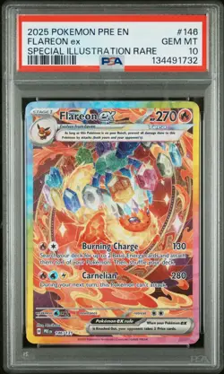 FLAREON EX 146/131 PSA 10 PRISMATIC EVOLUTIONS SIR POKEMON CARD ENGLISH - Image 1