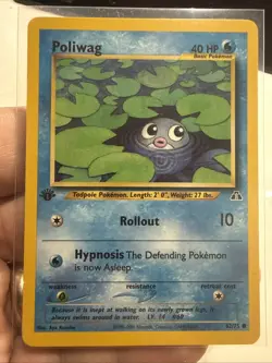 Pokemon TCG Neo Discovery Poliwag Card 62/75 1st Edition - Image 1