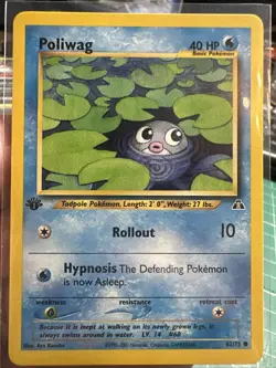 Pokemon TCG Neo Discovery Poliwag Card 62/75 1st Edition - Image 1