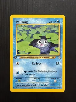 Pokemon TCG Neo Discovery Poliwag Card 62/75 1st Edition - Image 1