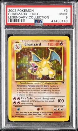 2002 POKEMON LEGENDARY COLLECTION #3 CHARIZARD-HOLO PSA 9 - Image 1